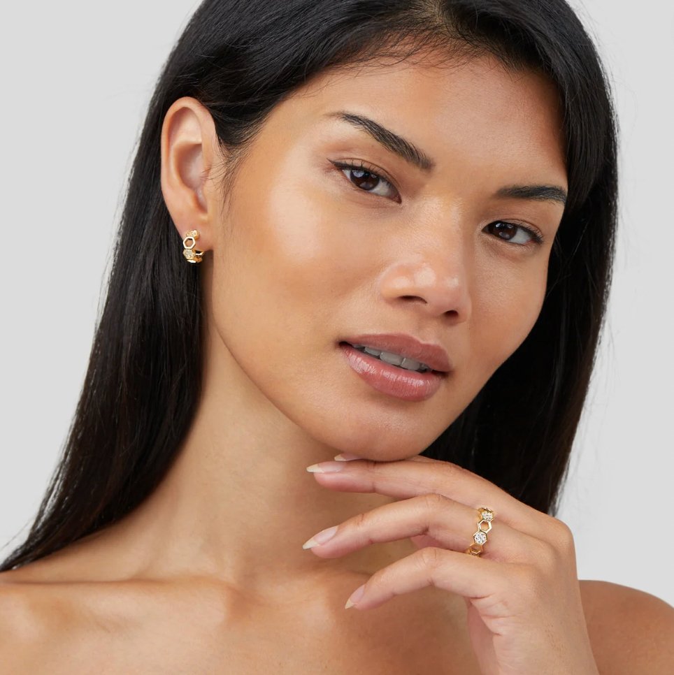 Bienen - Goldener & Kristallring