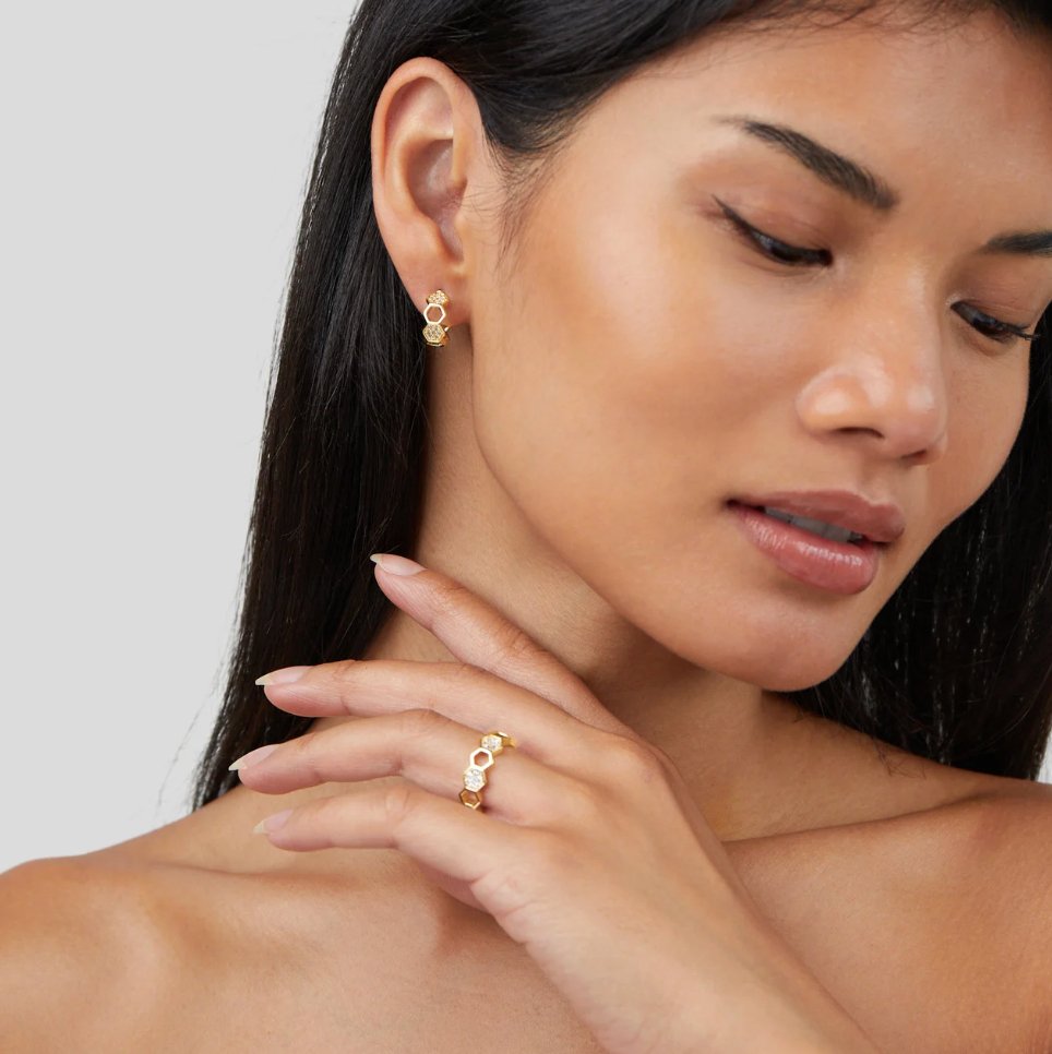 Bienen - Goldener & Kristallring