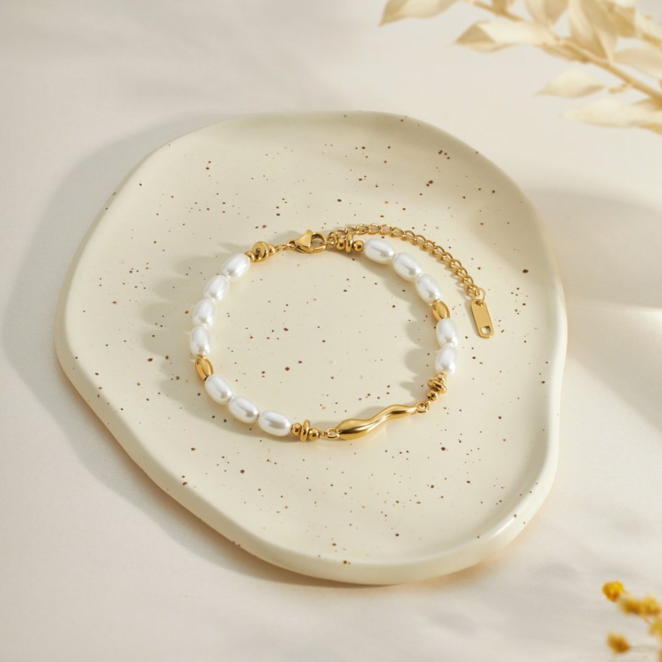 Liebes Süßwasserperlenarmband