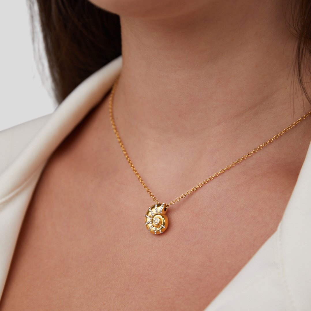 Luca Kristall Muschel Anhänger Halskette