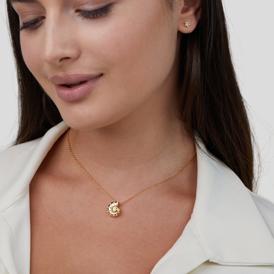 Luca Kristall Muschel Anhänger Halskette